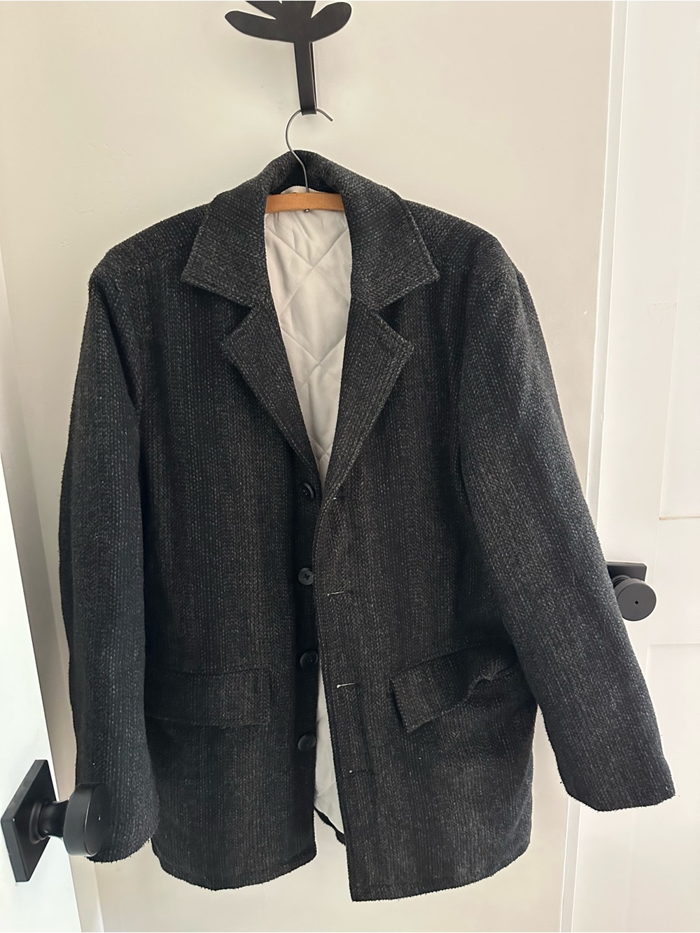 Brixton Men's Dark Charcoal Wool-Blend Button Jacket